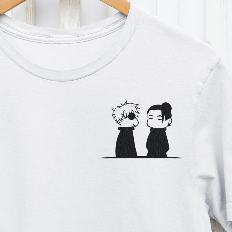 Chibi Gojo Geto Graphic T-Shirt Ju Jutsu Kaisen Minimal Anime Manga Inspired Mens Womens Unisex Clothing Satoru Suguru Cotton Menswear Top Classic