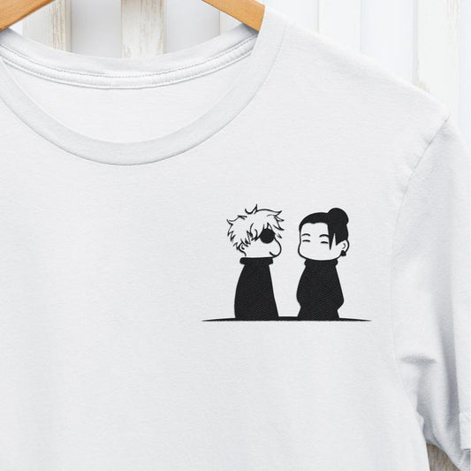 Chibi Gojo Geto Graphic T-Shirt Ju Jutsu Kaisen Minimal Anime Manga Inspired Mens Womens Unisex Clothing Satoru Suguru Cotton Menswear Top Classic