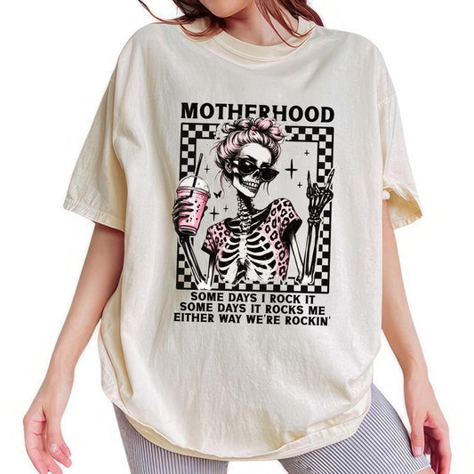 ChicCotton Motherhood Comfort Colors Shirt, Funny Mom Life T-shirt, Funny Leopard Skeleton Mama Graphic Tee, Cool Mom Clothing, Mother's Day Gifts