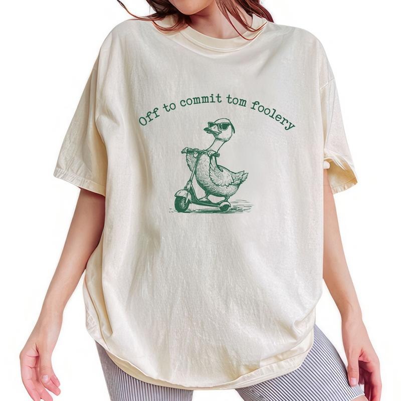 ChicCotton Off To Commit Tom Foolery Comfort Colors Shirt, Funny Goose Tomfoolery T-shirt,  Meme Silliest Goose Graphic Tee, Funny Gift For