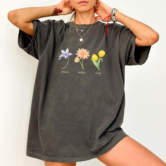 ChicCotton Subtle FDT Comfort Colors Shirt, Floral FDT T-shirt, Subtle Freesia Dahlia Tulip Graphic Tee, Resist Clothing, Funny Sarcastic Outfits