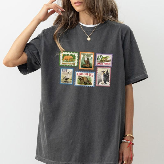 ChicCotton Subtle FDT Comfort Colors Shirt, Vintage Animal Stamps T-shirt, Abolish Ice Graphic Tee, Protest Clothing, Human Rights Outfits