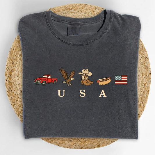 ChicCotton USA Icons Comfort Colors Shirt, American Flag T-shirt, 4th Of July Graphic Tee, Country Clothing, Western Outfits, Independence Day Shirt