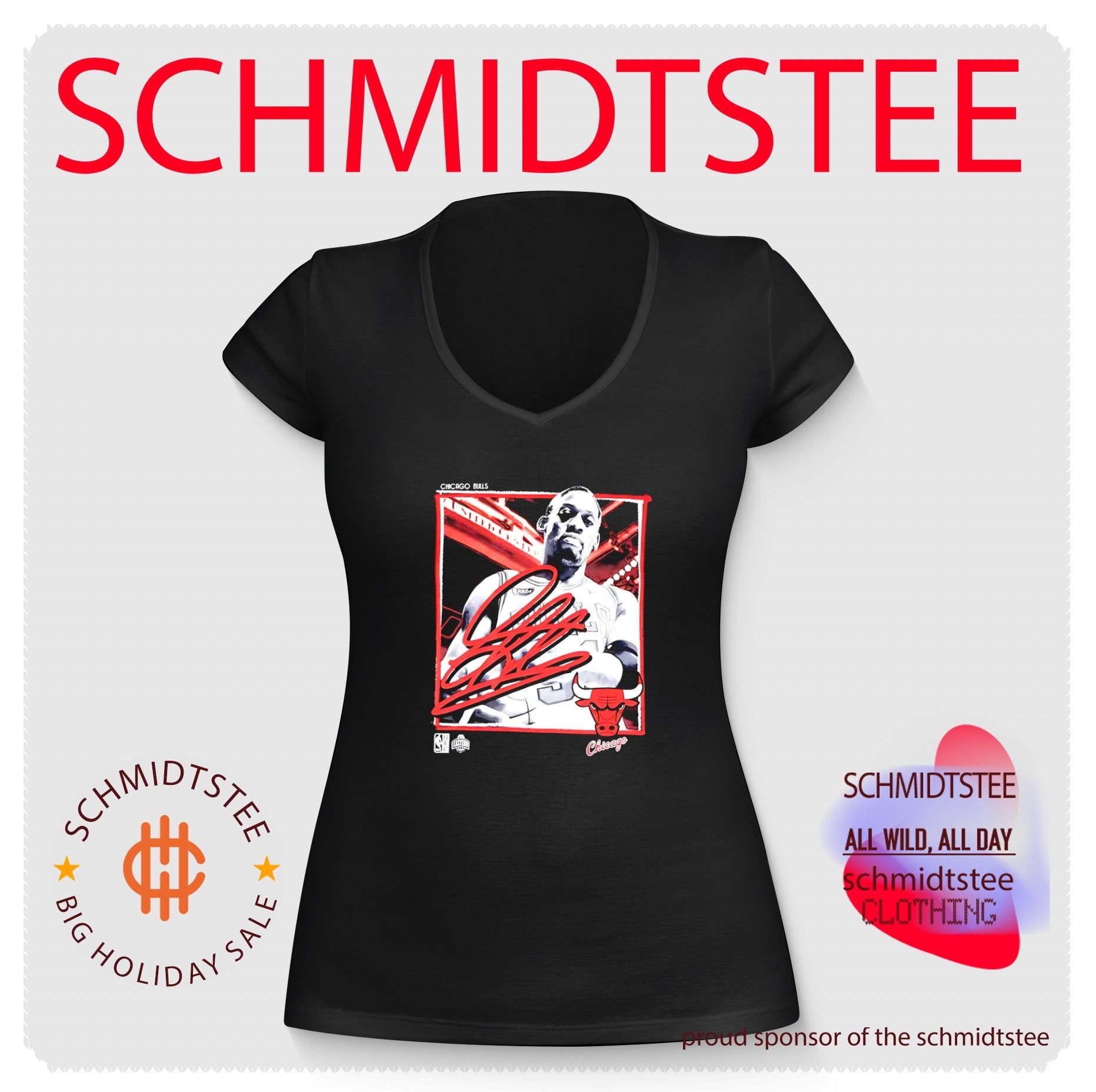 Chicago Bulls NBA Dennis Rodman black freeze frame signature graphic