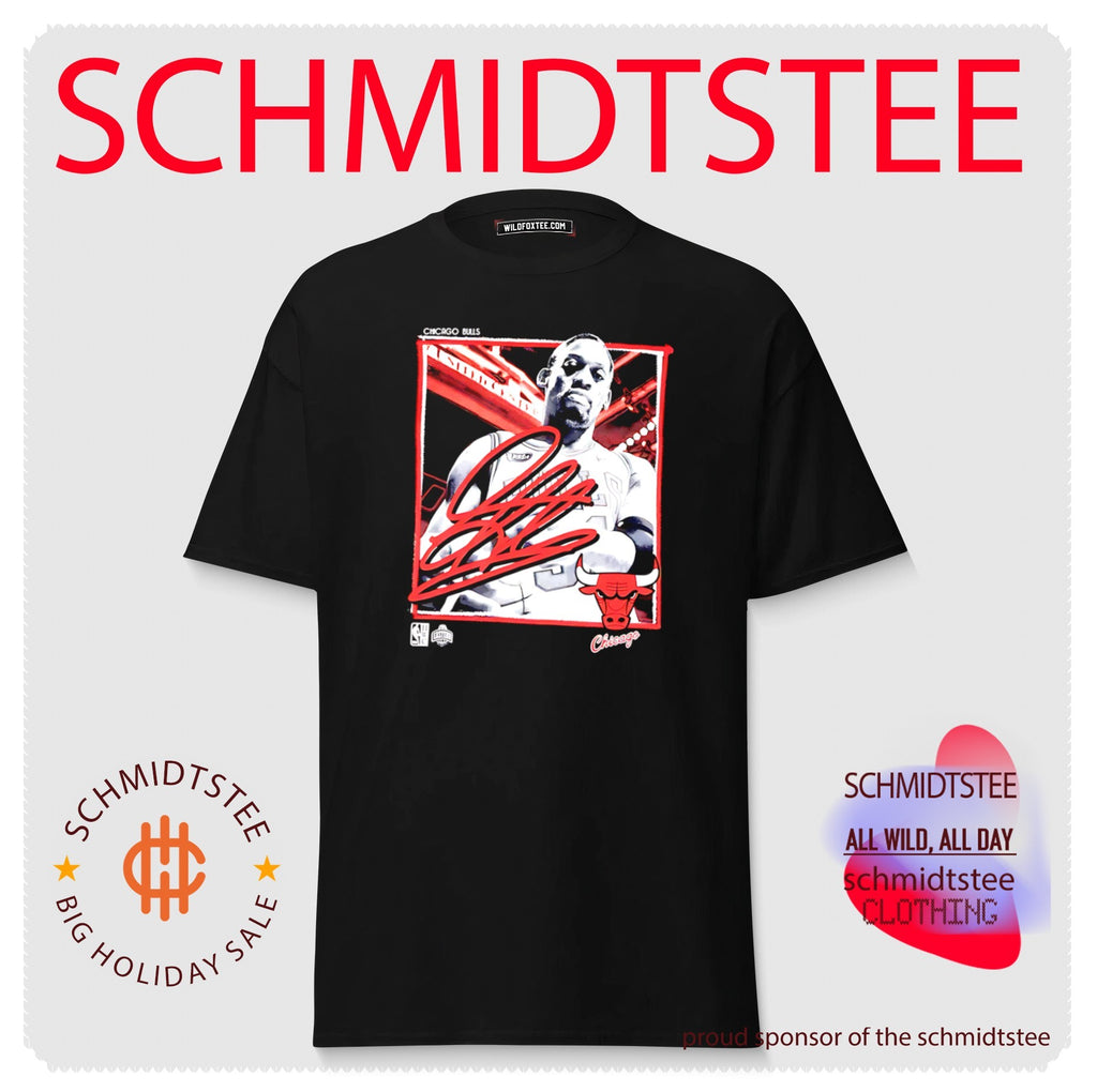 Chicago Bulls NBA Dennis Rodman black freeze frame signature graphic