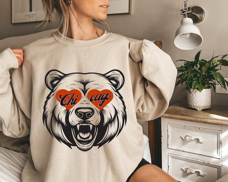 Chicago Football Sweatshirt, Vintage Retro Style Football Shirt, Chicago Football Gifts, Chicago Gifts Womenswear Athletic