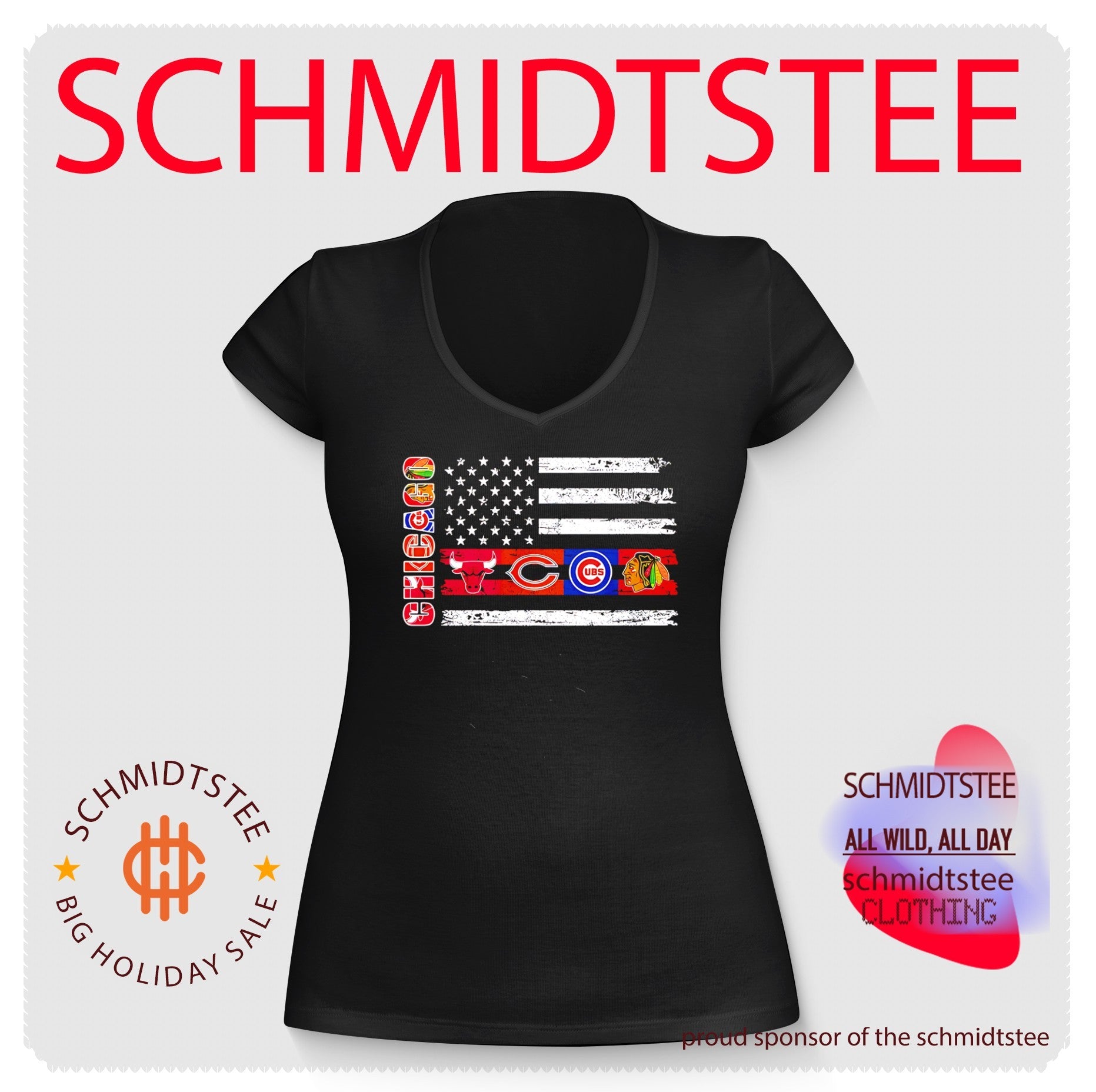 Chicago sports teams logos flag shirt