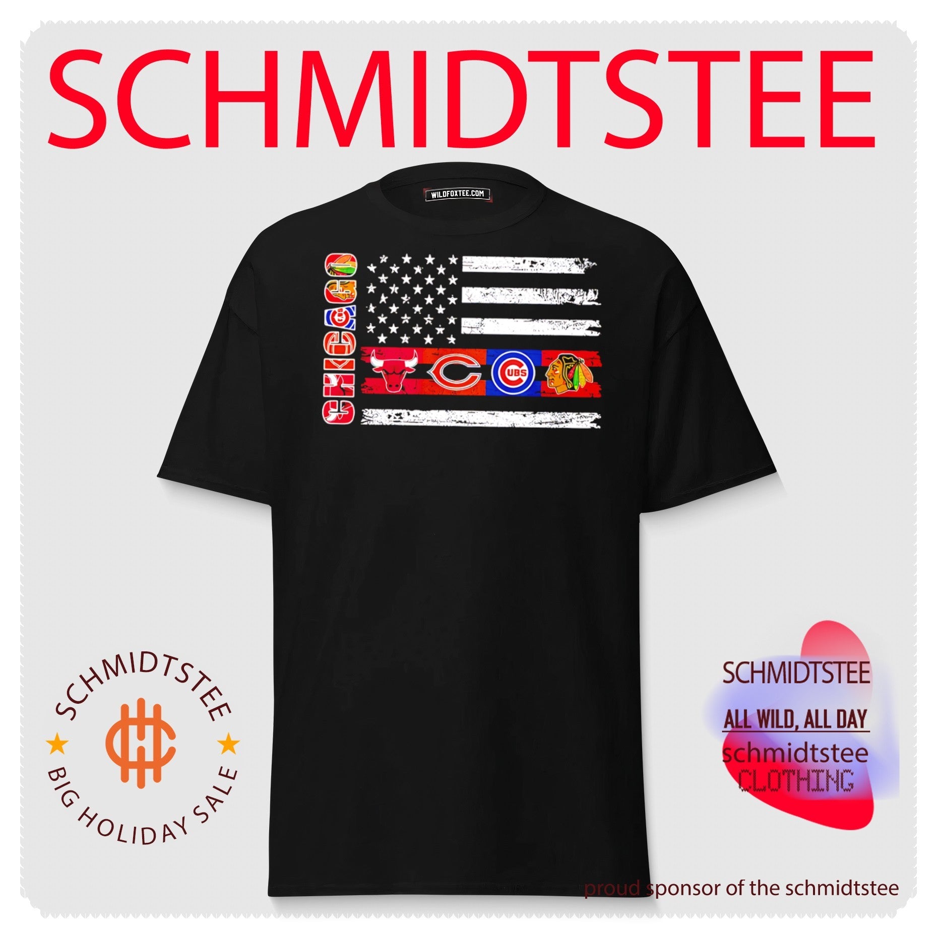 Chicago sports teams logos flag shirt