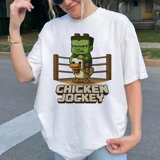 Chicken Jockey Tee, Fun Gift for Gamers, Casual Wear, Unisex Heavy Cotton Tee