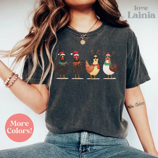 Chicken Shirt, Christmas Shirt, Chicken Sweater, Christmas Gift, Chicken Lovers Shirt, Farm Life Shirt, Funny Chicken Mom TShirt