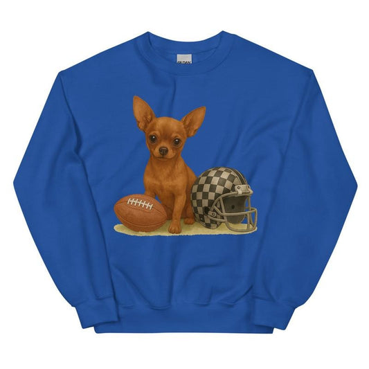 Chihuahua Brown Football Sweatshirt - Unisex Apparel Relaxed Fit Printed In The USA Clothing Womenswear Casual Comfort Cotton Top Athletic Boho Chic