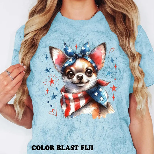 Chihuahua Patriotic Dog Shirt ~ Unisex Apparel Relaxed Fit Printed In The USA Clothing Womenswear Casual Comfort Cotton Top Athletic Boho Chic