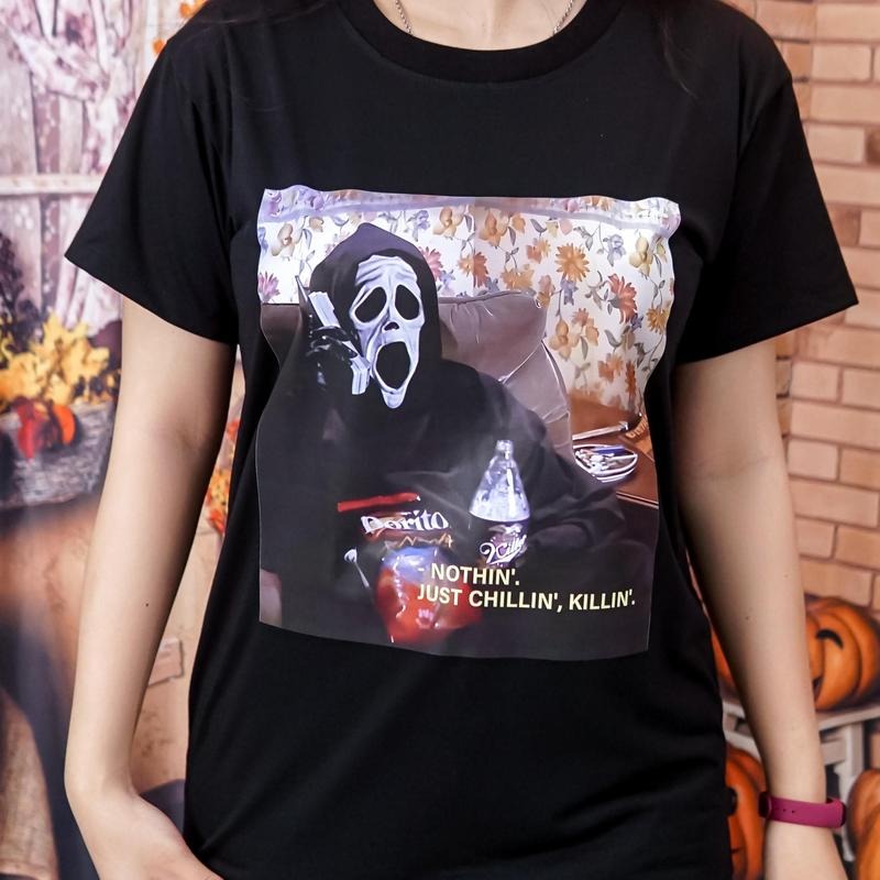 Chillin Killin Horrow T shirt, Watch Scaary Movies Crewneck Sweatshirt, Ghostface Tee, Scream You Hang Up Shirt