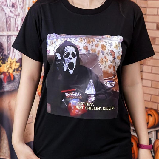 Chillin Killin Horrow T shirt, Watch Scaary Movies Crewneck Sweatshirt, Ghostface Tee, Scream You Hang Up Shirt