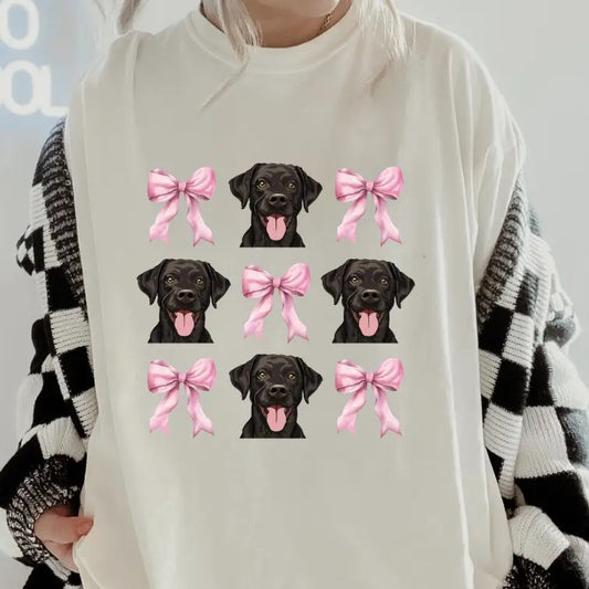 Chocolate Lab and bows Shirt ~ Unisex Apparel Relaxed Fit Printed In The USA Clothing Womenswear Casual Comfort Cotton Top Athletic Boho Chic