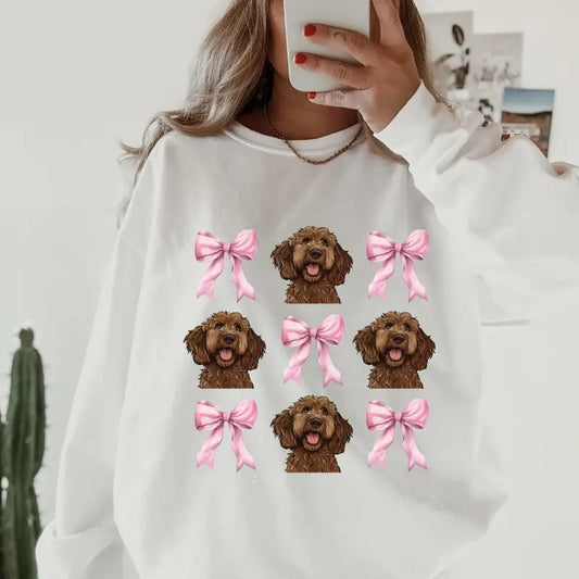 Chocolate Labradoodle Sweatshirt ~ Sweatshirt Unisex Apparel Relaxed Fit Printed in the USA Clothing Womenswear Casual and Comfortable