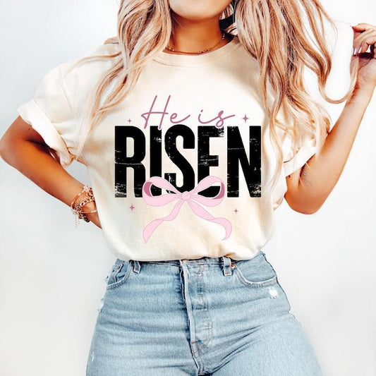 Christian Easter Coquette, He is Risen, Retro Easter, Matthew 28:6, Easter Jesus, Bible Verse, Pink Cross Tshirt