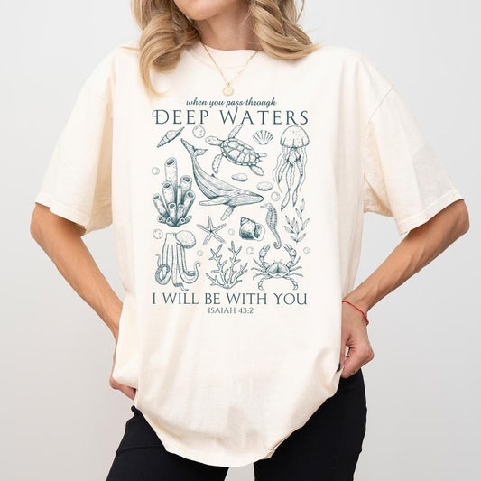 Christian Ocean Animal Comfort Colors Shirt, Beachy Scripture Unisex Graphic Tee, Faith Apparel Gift Shirt, Christian Clothing