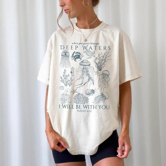 Christian Ocean Animal Shirt, Coastal Sea Life Sweatshirt, Trendy Beachy Oversized Scripture Tee, Jesus Bible Verse Tee, Faith Apparel Hoodie