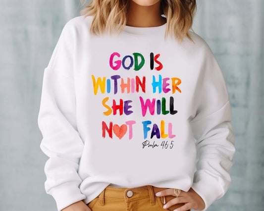Christian Sweatshirt God Is Within Her She Will Not Fall Sweater Christian Bible Verse Shirt Easter Religious Tshirt Bible Verse Hoodie  T-shirt, sweater and Hoodie