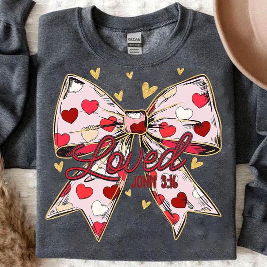 Christian Valentines Sweatshirt Loved John 316 , Retro Valentine , Valentines Day , Bible Verse , XOXO , Checkered Varsitystyle{n002}2