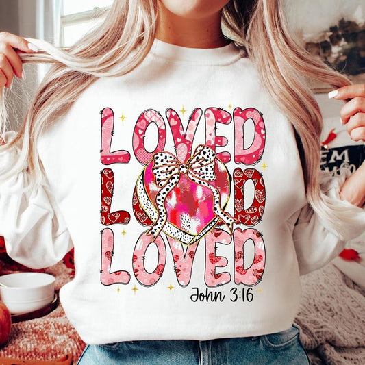 Christian Valentines Sweatshirt, Loved John 3:16 Sweatshirt, Valentine Coquette Heart Bow Sweatshirt, Retro Valentine Sweatshirt, Valentines Day Sweatshirt, Bible Verse Sweatshirt