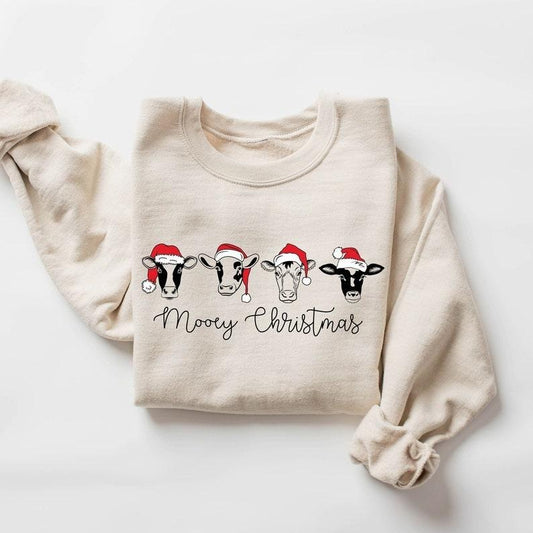 Christmas 2024 Sweatshirt,  Cute Christmas Sweatshirt, Christmas Gift, Winter Shirt, Christmas Cow Sweatshirt, Funny Christmas Shirt, Cow Lover Gift, Holiday Sweater, Farm Christmas Shirt, Womens Cow Shirt