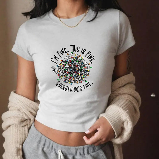 Christmas Baby Tee for Women - Retro and Funny Design - 100% Cotton Graphic Material Casual Comfort