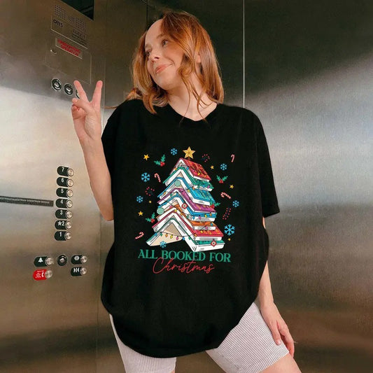 Christmas Book Tree Sweatshirt for Book Lovers - Unisex Loose Fit Pullover - Fabric