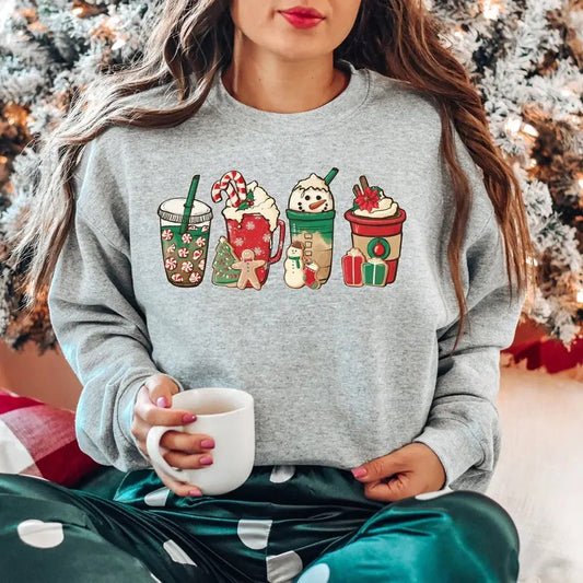 Christmas Coffee Sweatshirt, Christmas Sweatshirt, Coffee Christmas Shirt, Coffee Lover Gift Shirt, Winter Holiday Christmas Snowman Latte Coffee Lover Shirt, Christmas Cookies Sweater