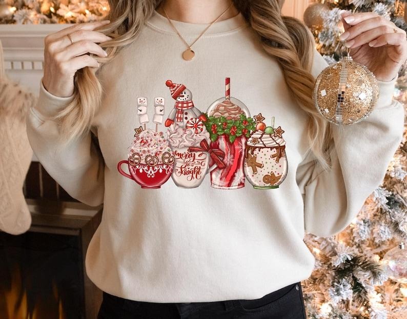 Christmas Coffee Sweatshirt, Latte Coffee Sweater, Christmas Shirt, Coffee Lover Hoodie, Christmas Gift, Coffee Lover Gift, Holiday Shirt