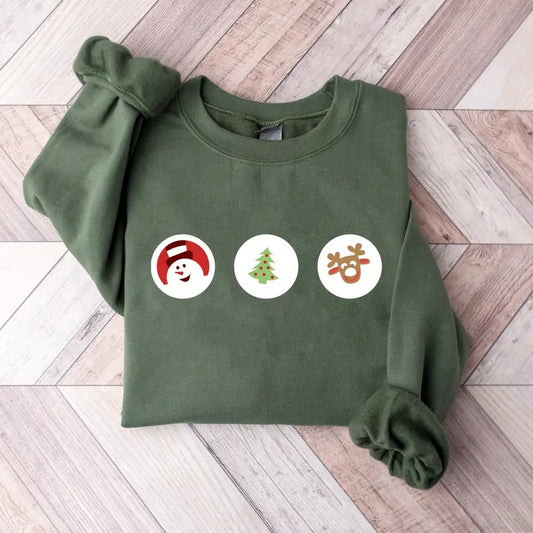 Christmas Cookies Sweatshirt, Santa And Reindeer Crewneck, Santa Christmas Sweatshirt, Christmas Tree Sweatshirt, Cute Christmas Cookies Shirt, Winter Holiday Sweater, Xmas Christmas Gift Shirt
