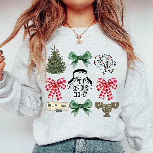 Christmas Coquette Sweatshirt, Christmas Deer and Tree T-Shirt, Festive Christmas Bow Sweatshirt, Holiday Coquette Clothing, Unisex christmas sweatshirt