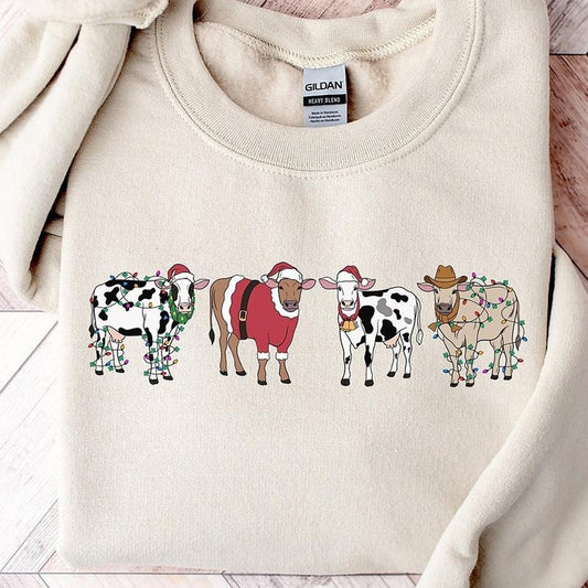 Christmas Cow Crewneck Sweatshirt, Hoodie, T-shirt