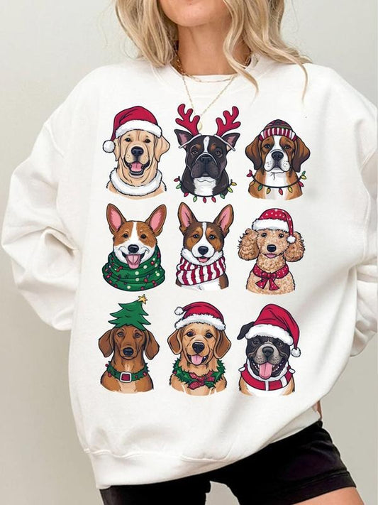 Christmas Dogs Sweatshirt - Merry Woofmas Cute Dog Christmas T-Shirt, Holiday Pet Lover Clothing, Unisex Cotton Crewneck