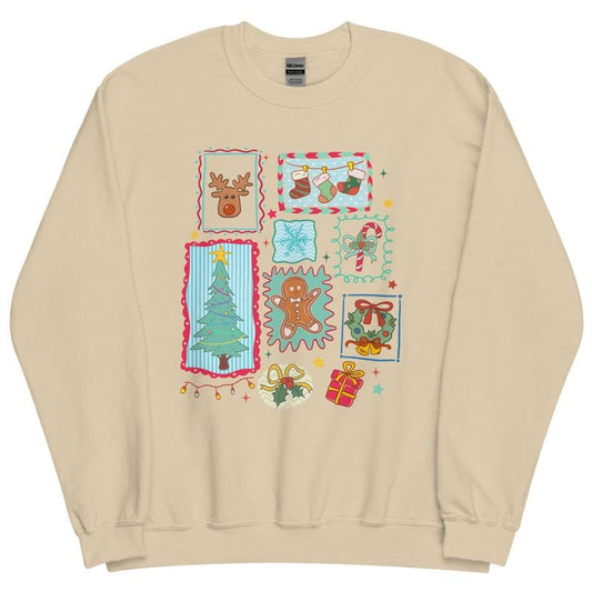 Christmas Doodles Crewneck - Unisex Apparel Relaxed Fit Printed In The USA Clothing Womenswear Casual Comfort Cotton Top Athletic Boho Chic