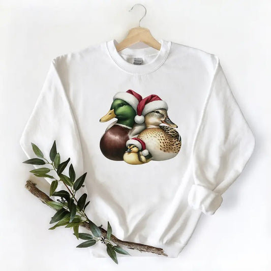 Christmas Duck Family, cute Unisex Tshirt Sweatshirt Hoodie, Mallard duck lovers Cotton