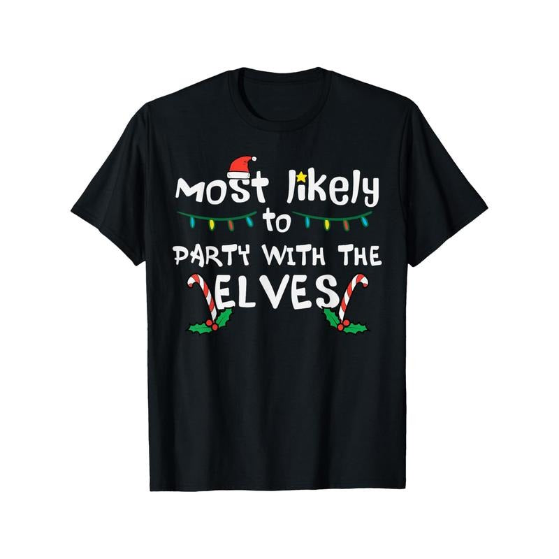 Christmas Elf Men's T-Shirt - Personality Print Pattern, Casual Round Neck, Short Sleeve, Comfortable Cotton, Four Seasons Wearable Made in USA