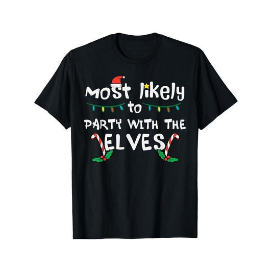 Christmas Elf Men's T-Shirt - Personality Print Pattern, Casual Round Neck, Short Sleeve, Comfortable Cotton, Four Seasons Wearable Made in USA