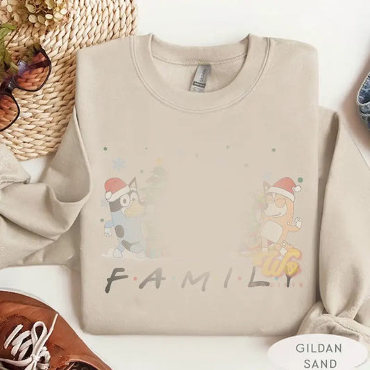 Christmas Family Shirt, Movie Cartoon Shirt, Loose Fit, Blue, Unisex Size - Fabric, Pullover