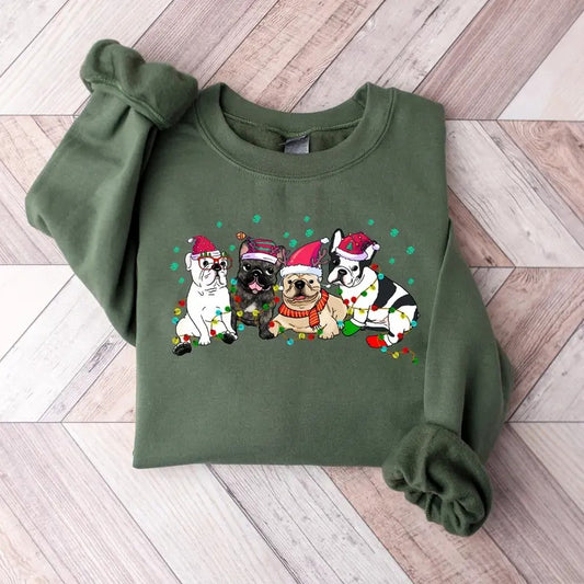 Christmas French Bulldog Sweater, Christmas Dog Shirt, French Bulldog Shirt, Frenchie Mom Shirt, Dog Mom Shirt, Holiday Sweater, Xmas gift Lady
