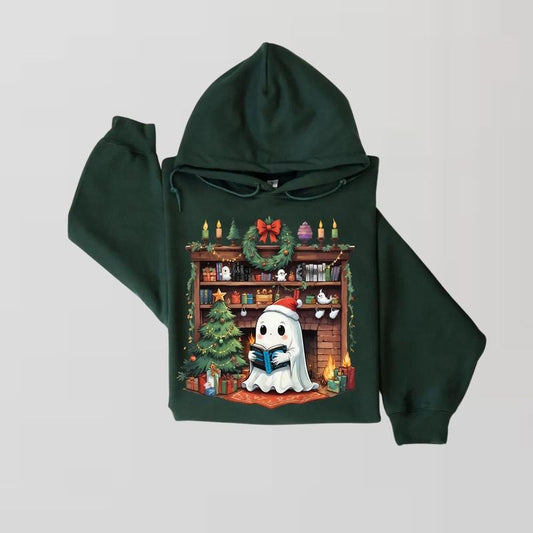 Christmas Ghost Reading Dark Romance Books Series Hoodie, Lights Out, Butcher&Blackbird, Haunting Adeline, The Lords, Devils Night, Legacy of Gods, Christmas Reader Tee Sweatshirt, Christmas Ghost Bookshelf Shirt, Holiday Reading Sweater