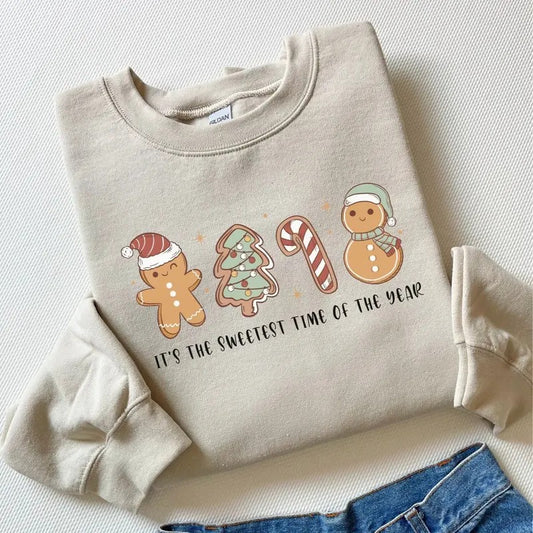 Christmas Gingerbread Sweatshirt, Gingerbread Lover Gift, Christmas Gingerbread Cookie Unisex Crewneck Sweatshirt & T-shirt in Cotton Fabric - Fitted, Garment