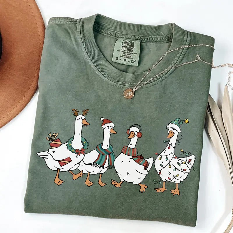 Christmas Goose Comfort Colors Shirt, Goose University, Christmas Goose Shirt, Merry Goosemas T-shirt