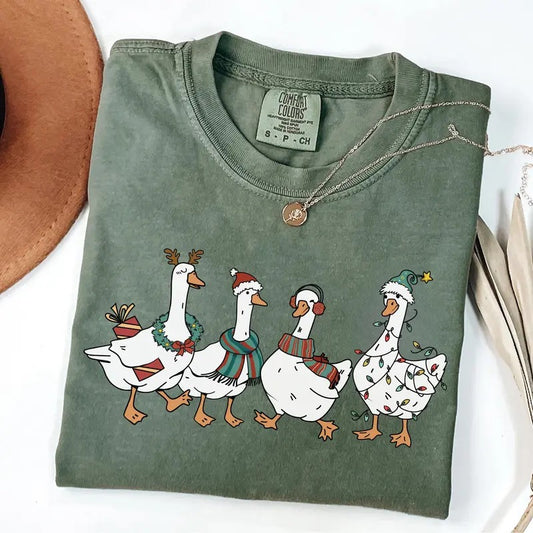 Christmas Goose Comfort Colors Shirt, Goose University, Christmas Goose Shirt, Merry Goosemas T-shirt