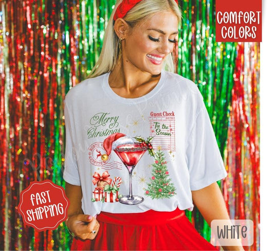 Christmas Guest Check Shirt Comfort Colors, Trendy Holiday Women's Tshirt