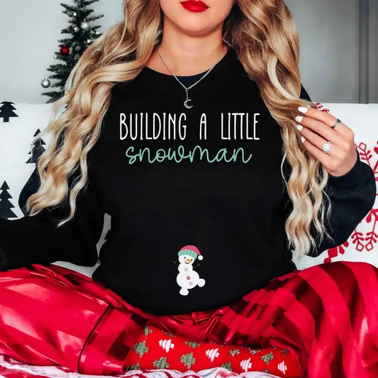 Christmas Holiday Pregnancy Announcement Sweatshirt, Funny Pregnancy reveal shirt, mom to be crewneck , cute snowman sweater for mom to be