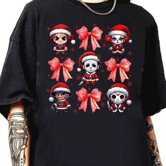 Christmas Killers Friends Shirt, Christmas Horrors Shirt, Slasher Christmas Shirt, Horror Coquette Shirt, Retro Christmas Shirt