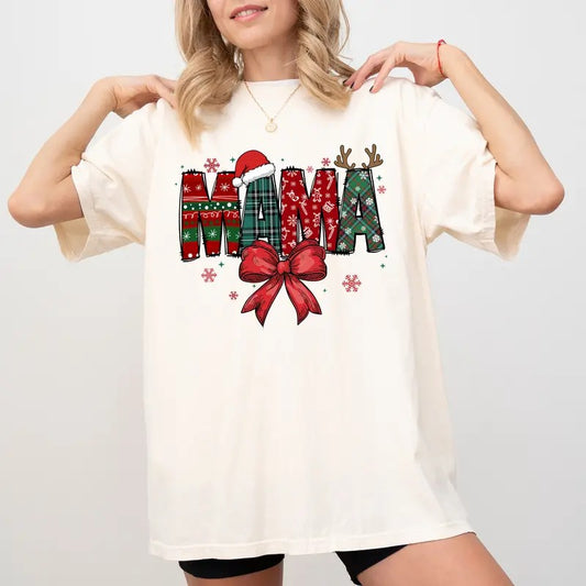 Christmas Mama Coquette Shirt Comfort Colors, Mama Claus T-shirt, Christmas Coquette Bow Tees, Xmas Holiday Tshirt for Mom, Mommy Outfits, Comfy Casual Women's Tops, Soft Cotton Fabric Womenswear