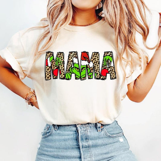 Christmas Mama TShirt, Retro Christmas Sweatshirt, Merry Christmas Mama Unisex Women's Top in 100% Cotton - Fit